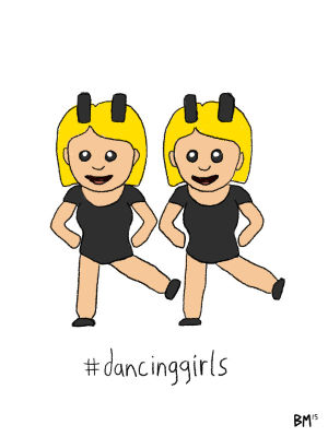 emoji,dancing girl emoji,artists on tumblr,dancing,girl,illustration,typography,graphic design,ios,bunny girl,branmoats