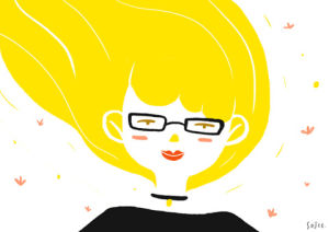 flower,positive,sunny,yellow,anime,happy,girl,smile,woman,sun,glasses,relax,chill,active,warm,lying,bliss,sojee,sojee art,artist