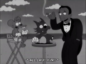 happy,episode 9,show,laughing,season 12,smoking,itchy,scratchy,12x09