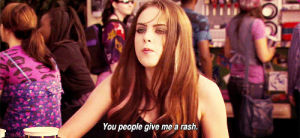 elizabeth gillies,reaction,angry,queue,reaction s,leaving,disgusted,yourreactions