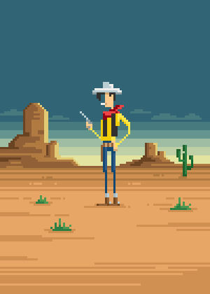 lucky luke,8 bit,comics,pixel art,cowboy,wild west
