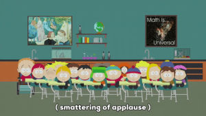 eric cartman,stan marsh,kyle broflovski,kenny mccormick,clapping,applause,butters stotch,students,classroom,learn,teaching,timmy burch