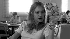 girl interrupted,puppet,angelina jolie,black and white,hello,hi,hey