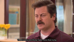 parks and recreation,parks and rec,ron swanson,lying,skim milk