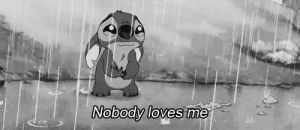nobody loves me,sad,crying,raining,lilo stitch