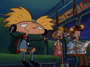 listening,90s,headphones,hey arnold,music,zone out