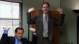 dwight schrute,yes,the office,michael scott,pumped,raise the roof