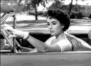 elizabeth taylor,glamourous,gloves,movies,car,a place in the sun
