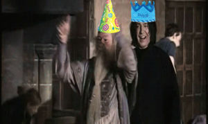 harry potter,snape,happy birthday,dancing,party,birthday,dumbledore