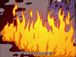 homer simpson,episode 10,fire,season 13,scream,lenny leonard,ants,13x10