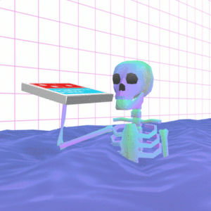 skeleton,water,dominos pizza