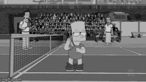 mooning,bart simpson,black and white,cartoon,tennis,bart,treehouse of horror,gray,simpsons