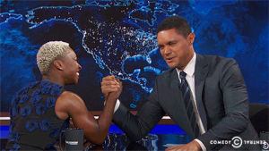 difficult,arm wrestle,arm wrestling,cynthia erivo,reaction,smile,win,actress,ouch,winner,pain,the daily show,daily show,strong,trevor noah,lose,tds,dailyshow,the daily show with trevor noah,thedailyshow