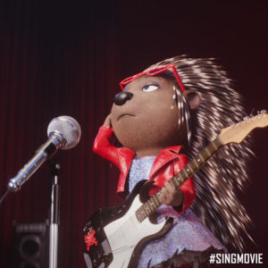 porcupine,sing movie,illumination entertainment,cool,bye,attitude,rock out