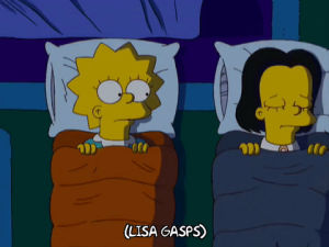 bed,lisa simpson,episode 9,scared,season 20,friend,20x09