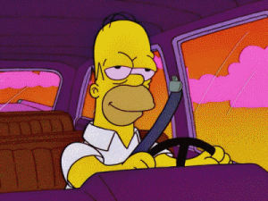 driving,stoned,homer,car,simpsons