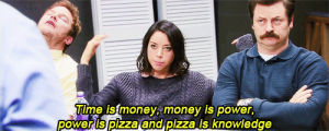 parks and rec,leslie knope,april ludgate,andy dwyer,amy poehler,parks and recreation,pizza,chris pratt,ron swanson,aubrey plaza,nick offerman,funny pizza,parks and recreation funny