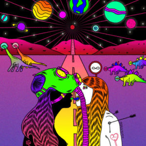 alien,outer space,gay kiss,planet,love,art,kiss,illustration,space,gay,star,drawing,light,lgbt,portrait,mars,galaxy,lesbian,dino,dinosaurs,highway,les,digital illustration,isaac piper,back to 1974,backto1974