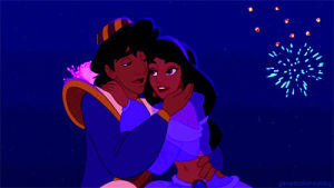 jasmine,aladdin and jasmine,disney,kiss,fireworks,aladdin