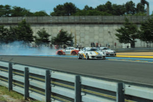 porsche,le mans,spin out,off track,carrera cup
