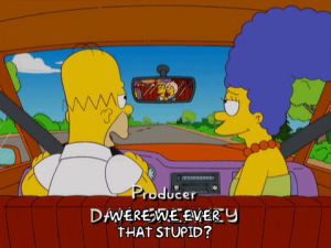 homer simpson,marge simpson,episode 5,season 20,driving,pleased,20x05,elated,informed