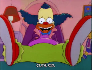 season 3,episode 6,krusty the clown,goofy,shy,3x06,embarassed