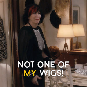 wigs,moira rose,schitts creek,queenmoira,funny,comedy,no,humour,cbc,canadian,schittscreek,catherine ohara,queen moira,kevins mom,robin and barney,barney and robin