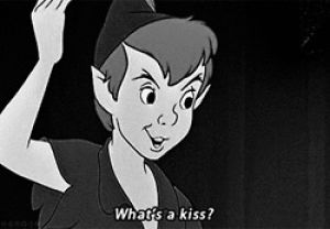 cite,black and white,cute,kiss,lovely,peter pan,whats a kiss,cartoons comics