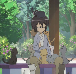 coffee,tea,glasses,cat,anime,girl