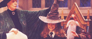 hermione granger,harry potter,emma watson,maggie smith,dumbledore,minerva mcgonagall,sorting hat,great hall