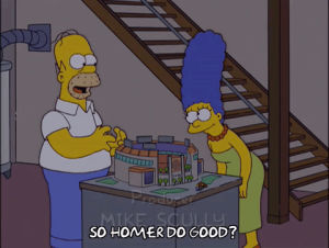homer simpson,happy,marge simpson,episode 16,excited,season 17,17x16,jovial,intent