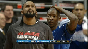 reaction,basketball,nba,bench,los angeles clippers,jamal crawford,ronny turiaf