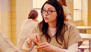 alex vause,tv,laughing,eating,orange is the new black,laura prepon