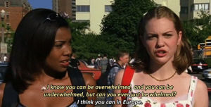 10 things i hate about you,white girl,two girls,talking,movies,black girl