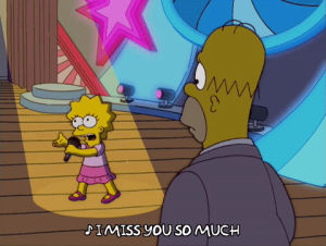 lisa simpson,homer simpson,episode 18,singing,season 16,entertainment,stage,miss,microphone,miss you,16x18