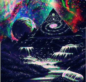 pyramid,colorful,nebula,space,black and white,trippy,galaxy,neon