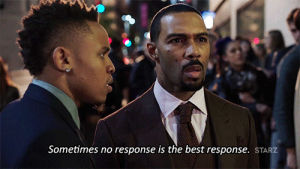 omari hardwick,james st patrick,straight face,rotimi,tv,ghost,power,serious,starz,tv series,dre,thats right,no response,sometimes no response is the best response