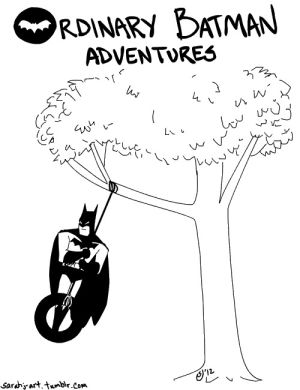 ordinarybatman,funny,illustration,batman,comics,dc,tire swing