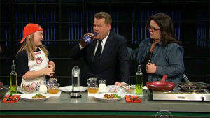 drink,tired,alcohol,cooking,james corden,brandy,late late show,desperate,chugging