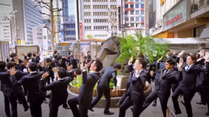 japan,world order,excited,dance,music,squad,have a nice day,shibuya,businessmen,dance group