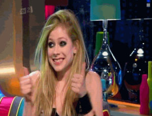 excited,avril lavigne,thumbs up,big smile