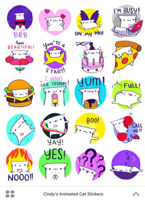 birthday,cindy suen,sticker,2,cat,cute,pizza,heart,celebrate,cake,boo