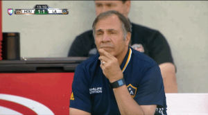 soccer,thinking,content,la galaxy,bruce arena,no emotion,think face