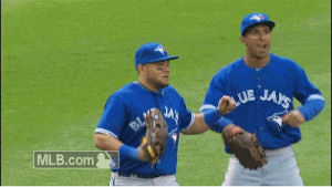 toronto blue jays,dance,happy,dancing,mlb,excited,celebration,high five,outfield,thrilled,outfielders