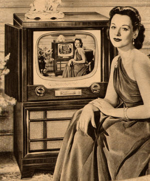 vintage,tv,retro,woman,star,infinity,hedy lamarr,high iq,television,infinite,smart,mgm,ads,glamour,intelligence,american,analog,design,wifi,style,old,catalog,clever girl,problem solving,endless,commercial