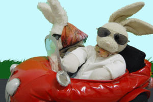 driving,bunny,cruising,plushie,convertible,plush toy