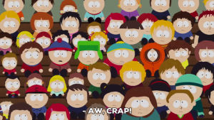 eric cartman,stan marsh,kyle broflovski,upset,kenny mccormick,crowd,disappointed,jimmy valmer
