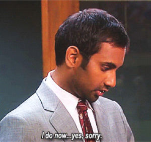 oops,parks and recreation,sorry,aziz ansari,tom haverford