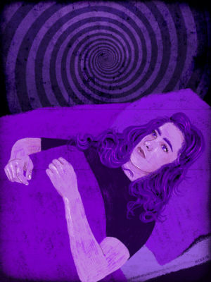 alone,anxiety,bed,hallucination,dreaming,art,fear,paralyzed,bad dream,nightmare,purple,panic attack,lucid dream,sleep paralysis,illustration,monsters,nighttime,lucid dreaming,animation,girl,sad,night