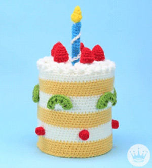 happy birthday,crochet,birthday,birthday cake,stop motion,hallmarkecards,yum,cake,hallmark,hallmark ecards